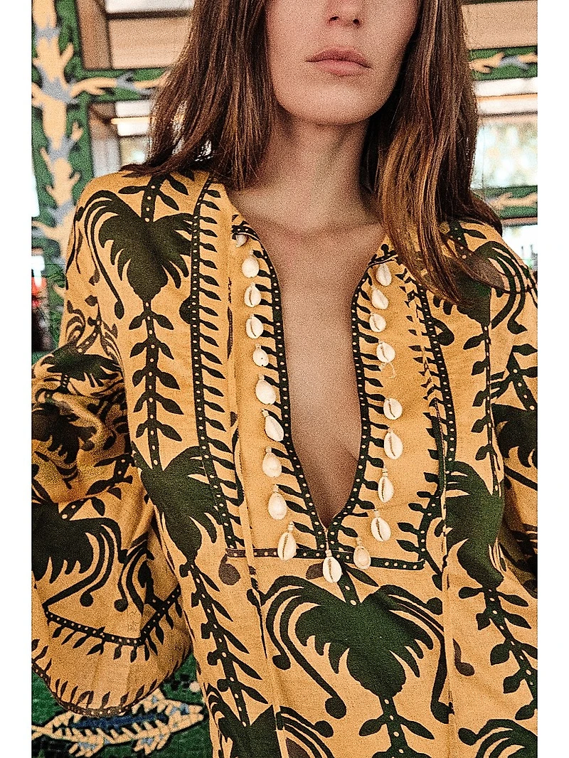 Wild Savannah Embellished Printed Tunic Minidress