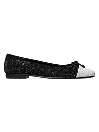 Cap-Toe Crystal Suede Ballet Flats