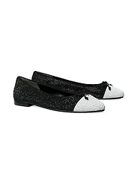 Cap-Toe Crystal Suede Ballet Flats