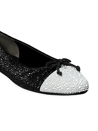 Cap-Toe Crystal Suede Ballet Flats