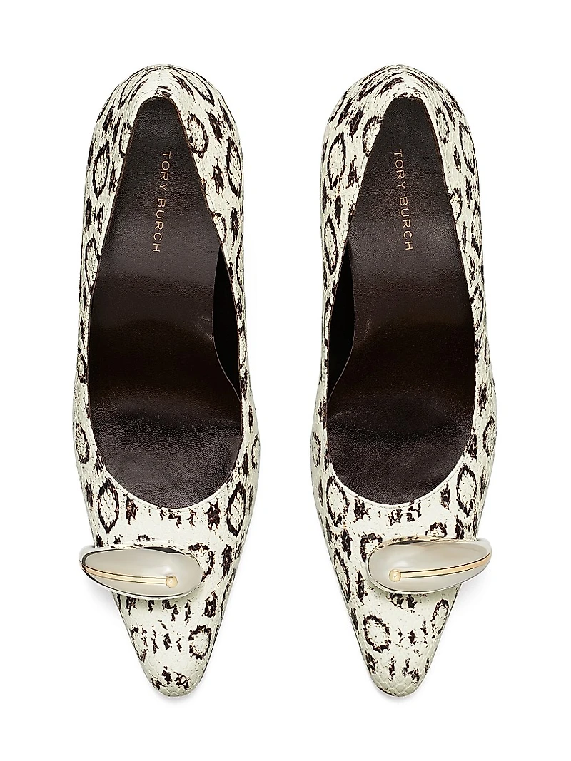 Pierced Xl 90MM Snakeskin-Print Leather Pumps