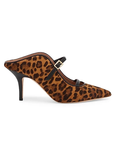 Gala 70MM Leopard-Print Calf Hair Mules