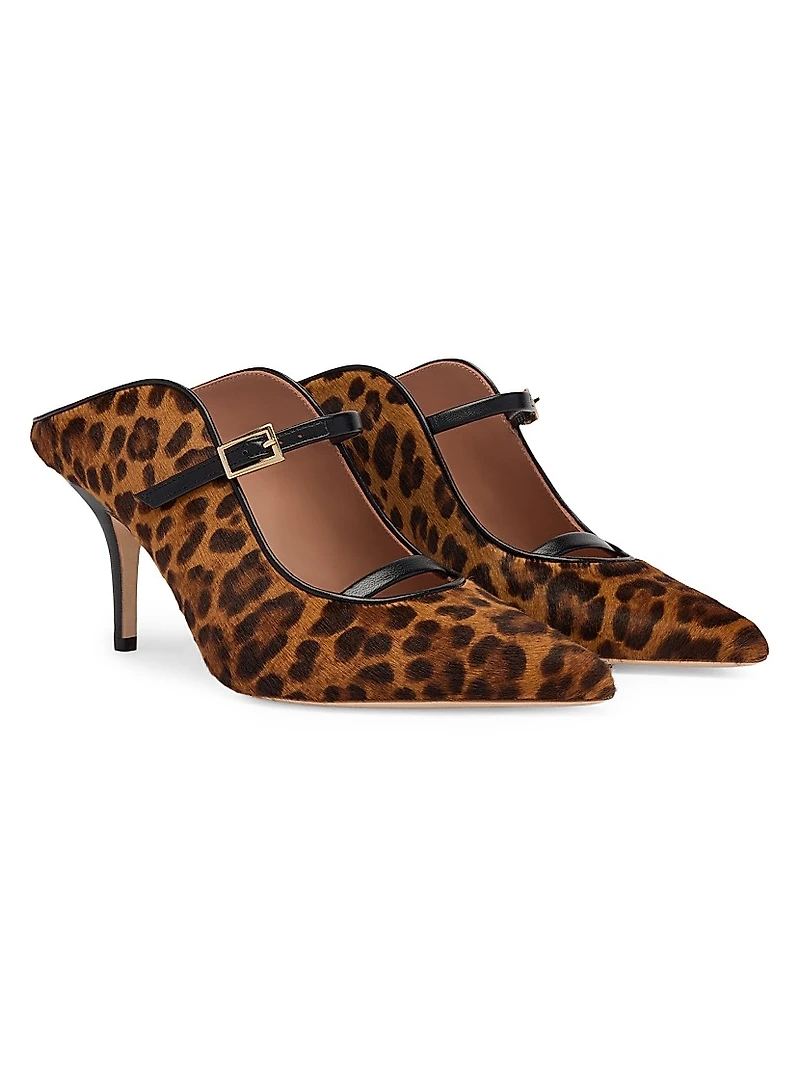 Gala 70MM Leopard-Print Calf Hair Mules