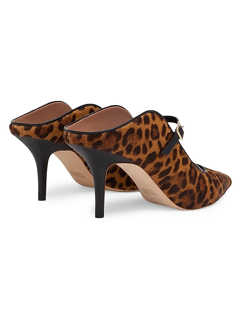 Gala 70MM Leopard-Print Calf Hair Mules