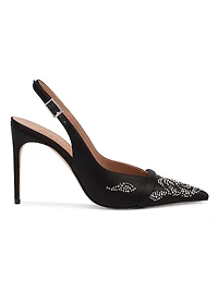 Jazz 90MM Satin Crystal-Embellished Slingback Pumps