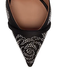 Jazz 90MM Satin Crystal-Embellished Slingback Pumps