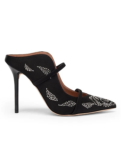 Maureen 100MM Satin Crystal-Embellished Mules