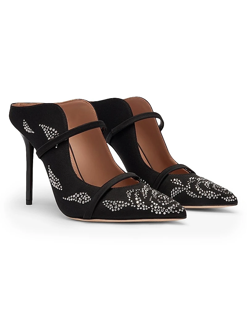 Maureen 100MM Satin Crystal-Embellished Mules