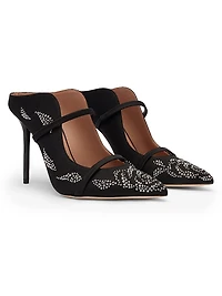 Maureen 100MM Satin Crystal-Embellished Mules