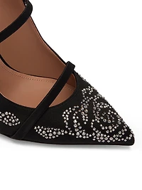 Maureen 100MM Satin Crystal-Embellished Mules