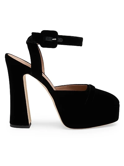 Mora Buckle 125MM Velvet Slingback Platforms