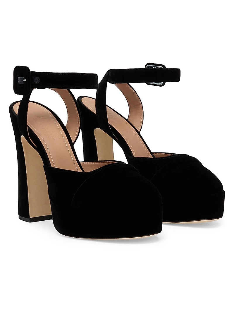 Mora Buckle 125MM Velvet Slingback Platforms