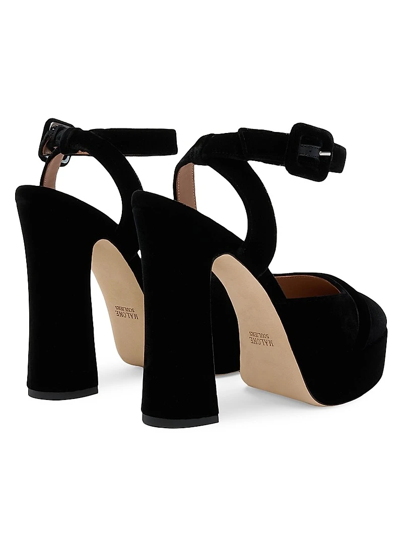 Mora Buckle 125MM Velvet Slingback Platforms