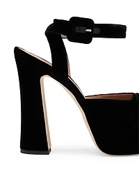 Mora Buckle 125MM Velvet Slingback Platforms