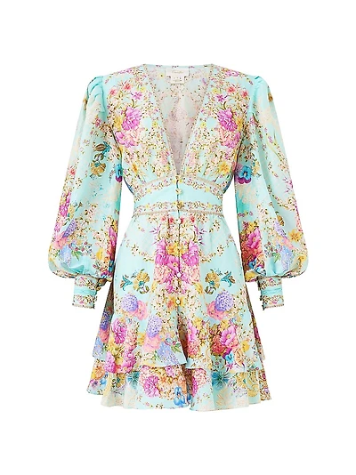 Floral Linen-Blend Minidress