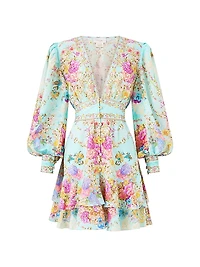 Floral Linen-Blend Minidress