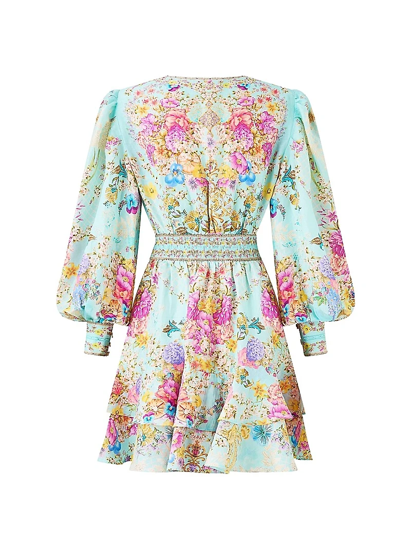 Floral Linen-Blend Minidress