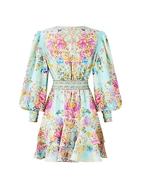 Floral Linen-Blend Minidress