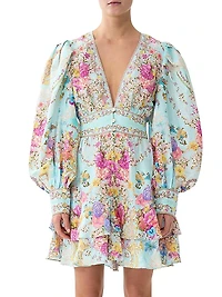 Floral Linen-Blend Minidress