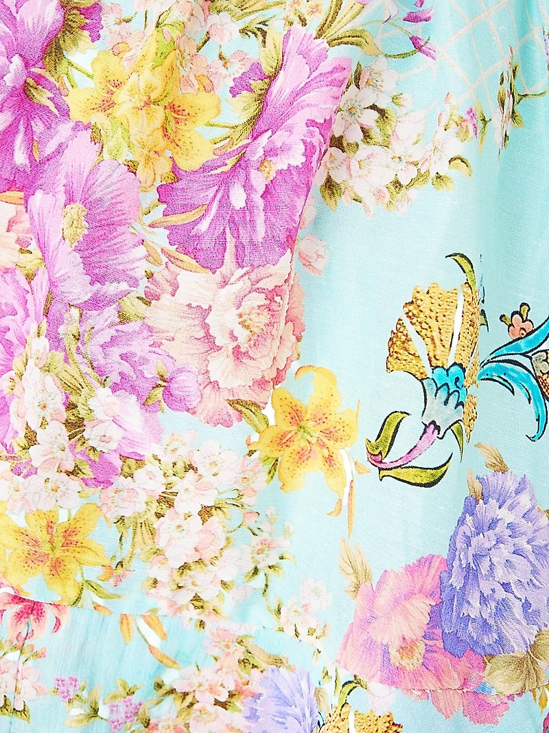 Floral Linen-Blend Minidress