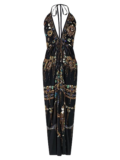 Printed Halterneck Maxi Dress