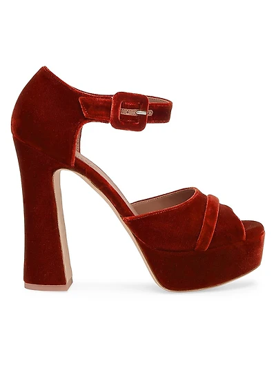 Yuri Buckle 125MM Velvet Platform Sandals