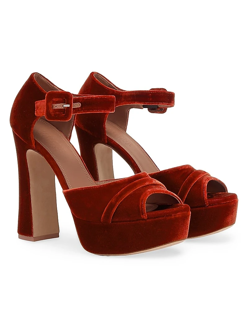 Yuri Buckle 125MM Velvet Platform Sandals