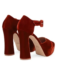 Yuri Buckle 125MM Velvet Platform Sandals