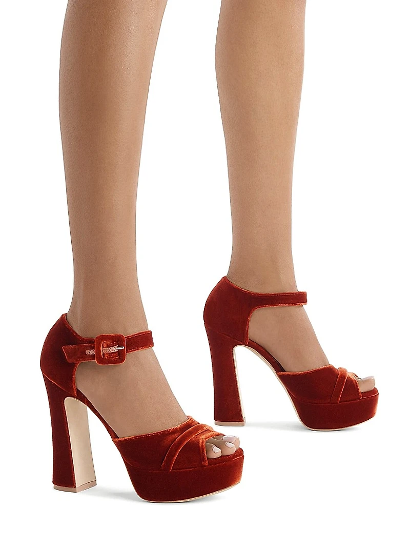 Yuri Buckle 125MM Velvet Platform Sandals
