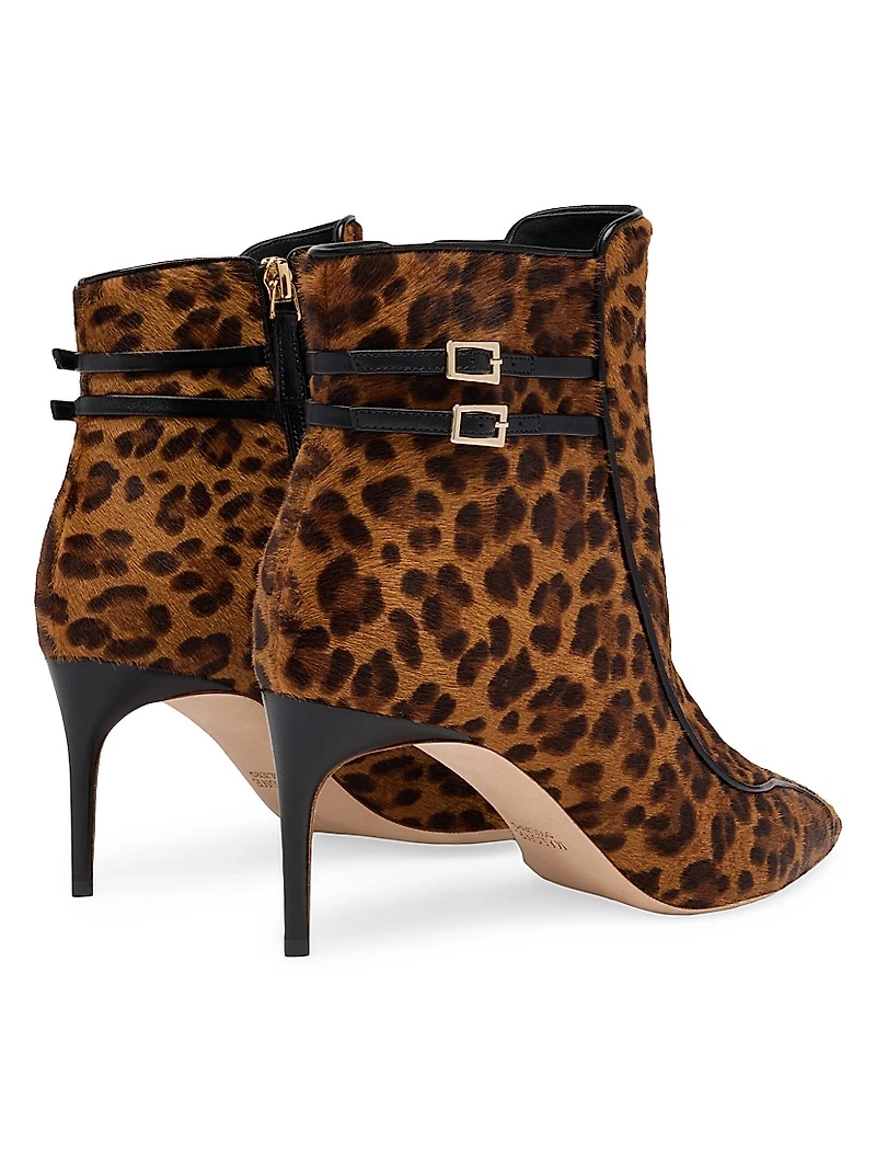 Giordana 70MM Leopard Print Calf Hair Ankle Boots