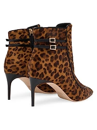 Giordana 70MM Leopard Print Calf Hair Ankle Boots