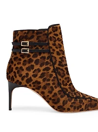 Giordana 70MM Leopard Print Calf Hair Ankle Boots