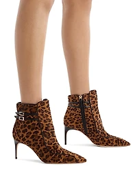 Giordana 70MM Leopard Print Calf Hair Ankle Boots
