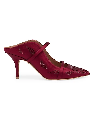 Maureen 70MM Satin Crystal-Embellished Mules