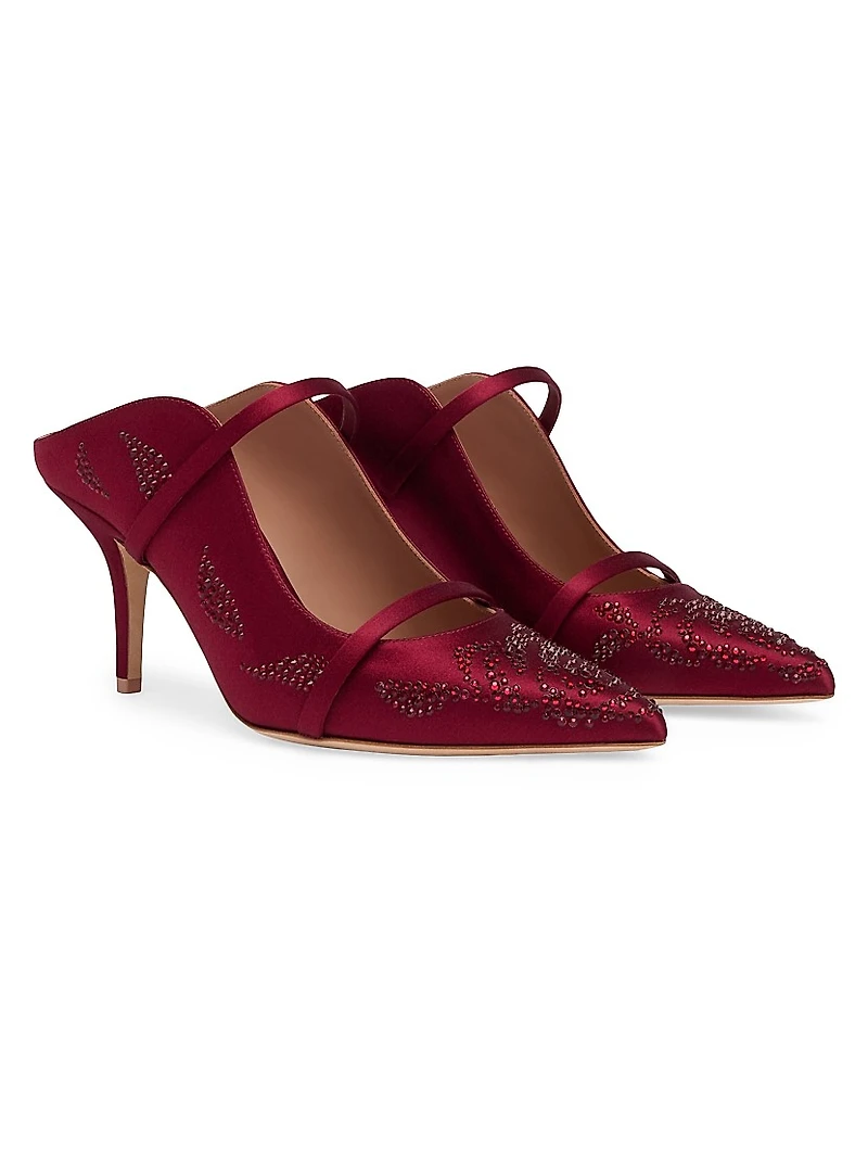 Maureen 70MM Satin Crystal-Embellished Mules