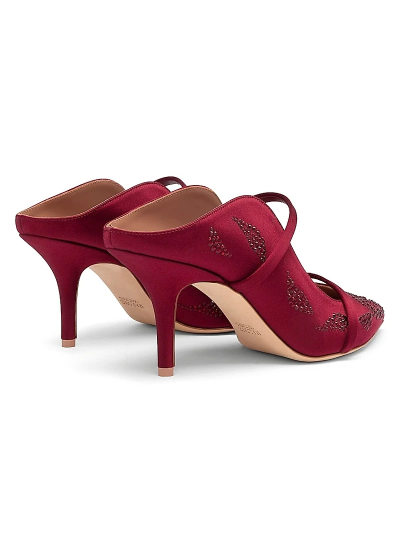 Maureen 70MM Satin Crystal-Embellished Mules