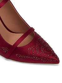 Maureen 70MM Satin Crystal-Embellished Mules