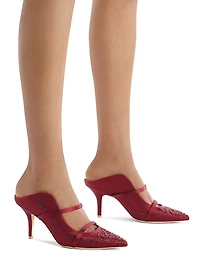 Maureen 70MM Satin Crystal-Embellished Mules