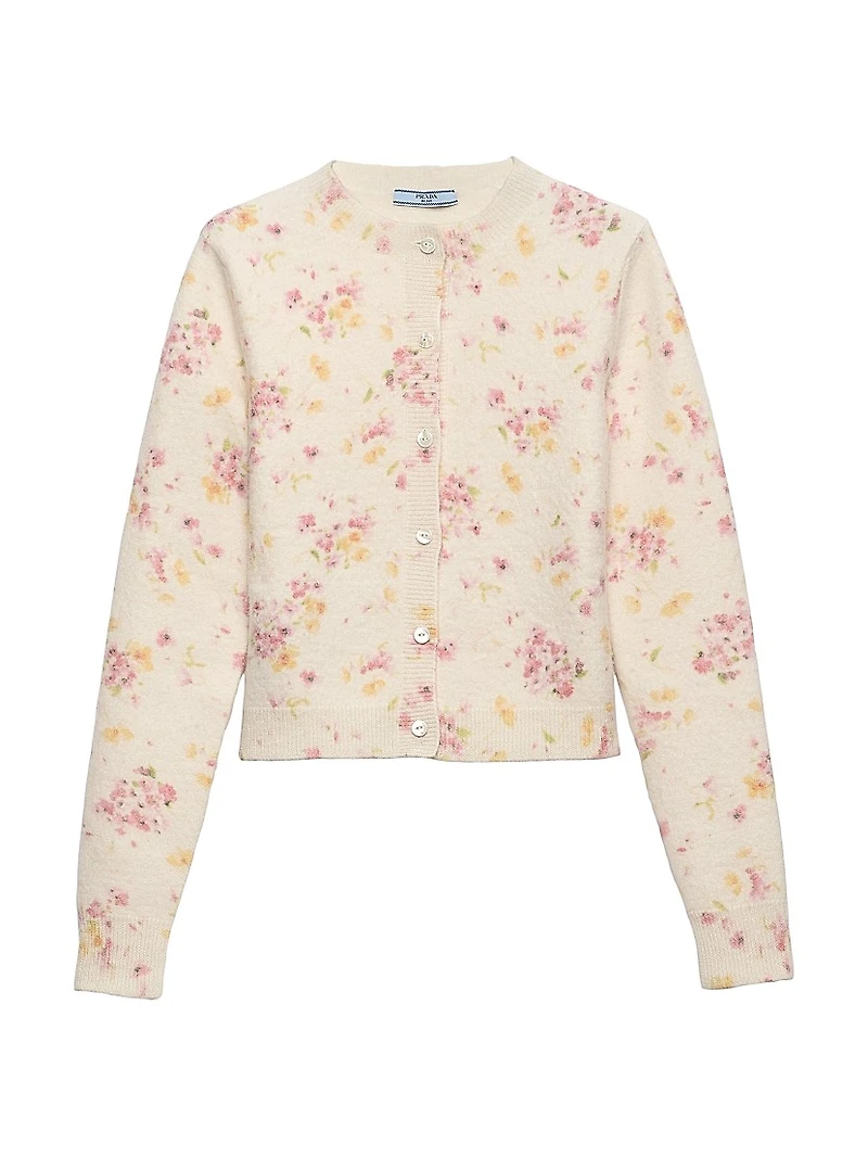 Floral Print Wool Cardigan