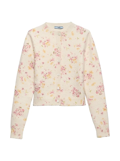 Floral Print Wool Cardigan