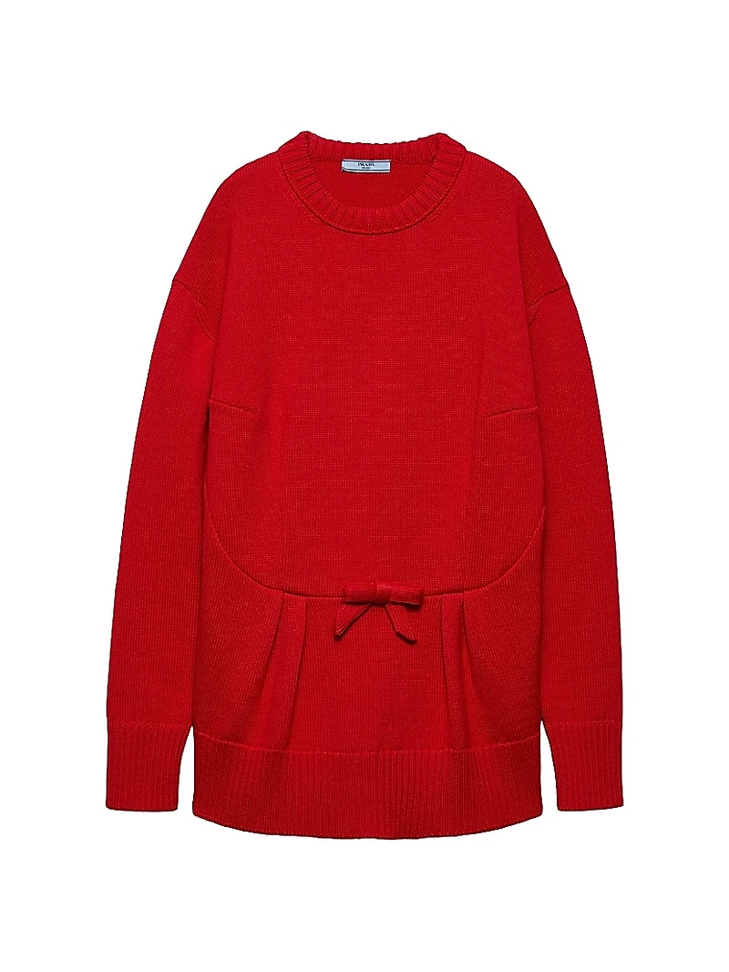 Wool Cardigan with Bow