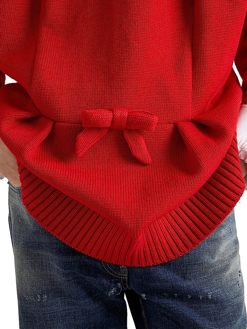 Wool Cardigan with Bow