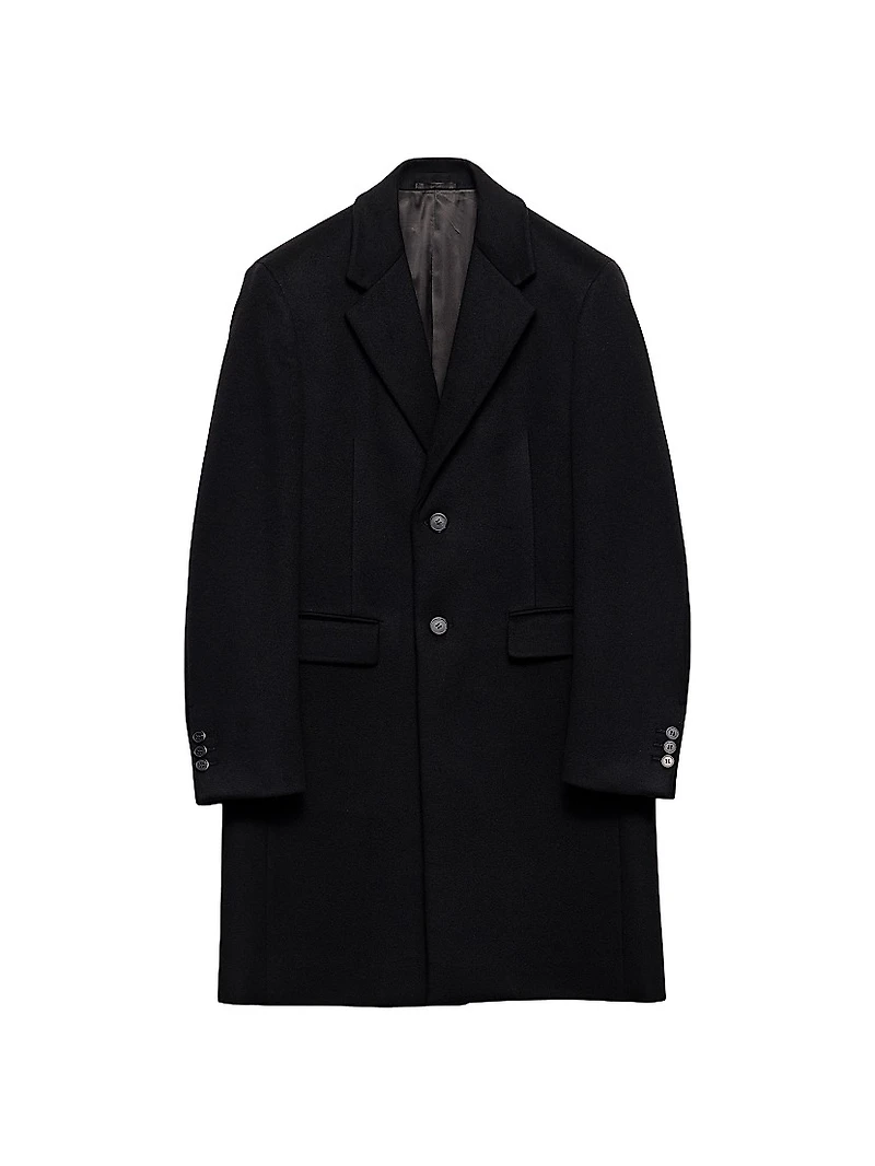 Single-Breasted Wool Blend Coat