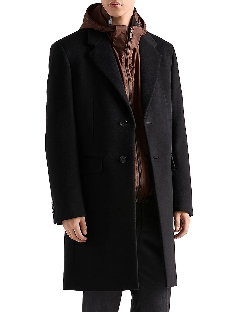 Single-Breasted Wool Blend Coat