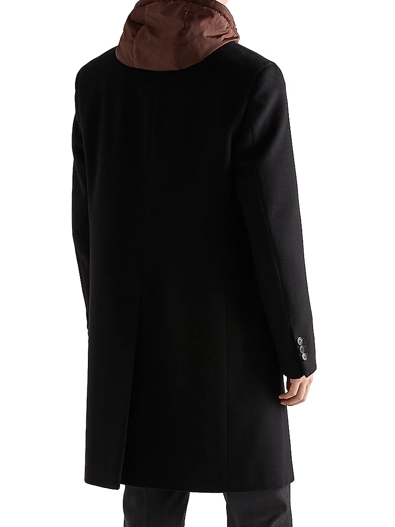 Single-Breasted Wool Blend Coat