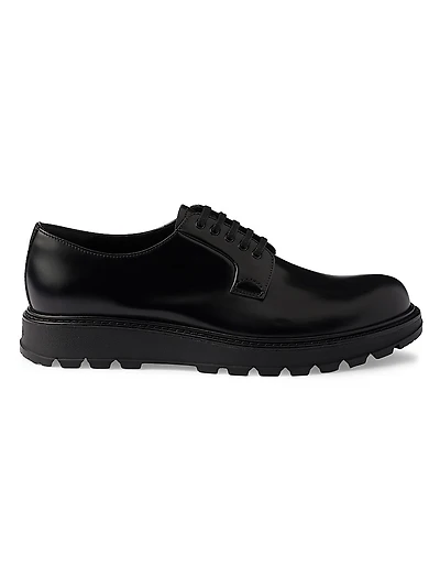 Brushed Leather Lace-Up Dress Shoes