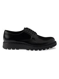 Brushed Leather Lace-Up Dress Shoes