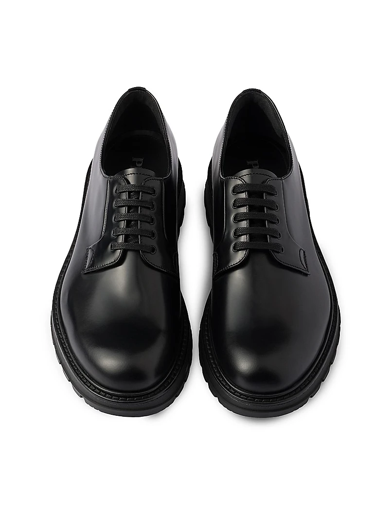 Brushed Leather Lace-Up Dress Shoes