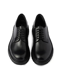 Brushed Leather Lace-Up Dress Shoes