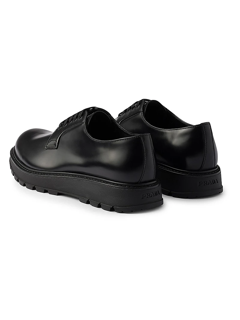 Brushed Leather Lace-Up Dress Shoes